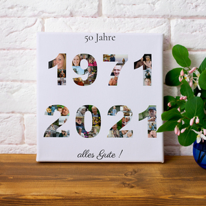 Jahreszahlen-Fotocollage – Gestalte 1975–2025 mit deinen Fotos, für Geburtstag & Jubiläum
