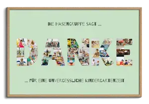Buchstabencollage „Danke“ zum Abschied Lehrer/Lehrerin – Leinwand 50x100cm