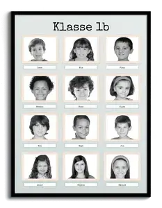 Kreiere deine eigene Retro-Schwarz-Weiss-Klassenfoto-Collage mit Namen der Kinder!