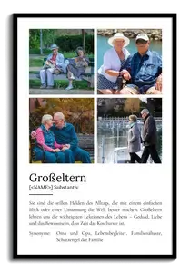 "Grosseltern" Definition - Geschenk als Poster, Leinwand erstellen. Eigene Fotos und Text.