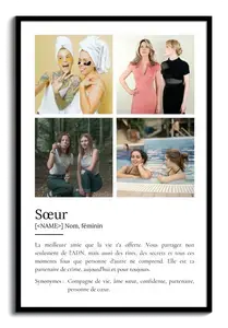 Poster Définition Personnalisé 'Sœur' - Cadeau Unique avec Photos et Texte Adaptable