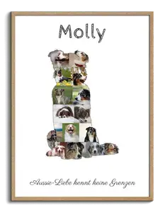 Hunde-Fotocollage "Australian Shepherd" erstellen. Eigene Fotos, Namen und Texte.