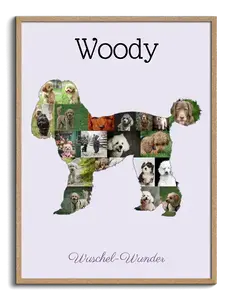 Hunde-Fotocollage "Pudel" erstellen. Eigene Fotos, Namen und Texte.