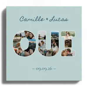 Créez une collage photo « OUI » fiançailles avec prénoms et date