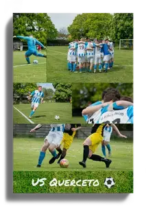 Crea collage foto calcio con testo personalizzato per squadra, torneo e tifosi