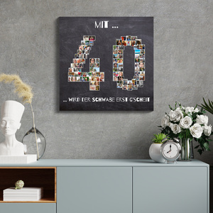 Fotocollage als Zahl mit individueller Botschaft zum runden Geburtstag