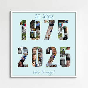 Crea la tua fotocollage "50 anni" unica per compleanni o anniversari