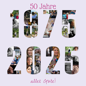 Jahreszahlen-Fotocollage – Gestalte 1975–2025 mit deinen Fotos, für Geburtstag & Jubiläum