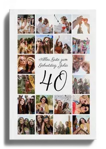 Fotocollage Zahl 40 – gestalte dein Geschenk: 40. Geburtstag, Hochzeit, Firmenjubiläum