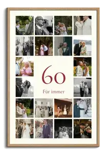Foto-Collage Zahl 60 online gestalten – für 60. Geburtstag, Jubiläum, Diamantene Hochzeit