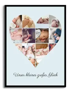 Gestalte deine herzförmige Babyfoto-Collage – Unser kleines grosses Glück!