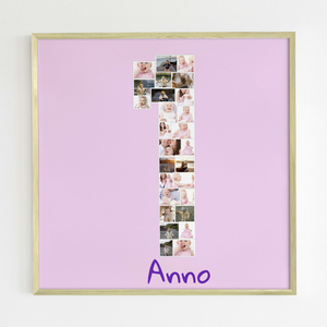 Collage Primo Compleanno: Personalizza il tuo Numero 1 in Rosa