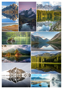 Crea il tuo collage fotografico di paesaggi: spiagge, laghi e monti nevosi, stampa premium Crea il tuo collage fotografico di paesaggi: spiagge, laghi e monti nevosi, stampa premium