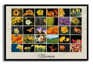 Fotocollage Poster im Raster: Gestalte deine Blumen-Collage mit eigenem Text