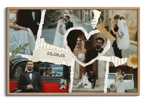 Crea il tuo collage scrapbook matrimonio e fidanzamento con nomi e data