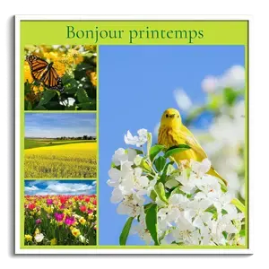Affiches murales de printemps: créez vos collages photo de fleurs et prairies, texte perso