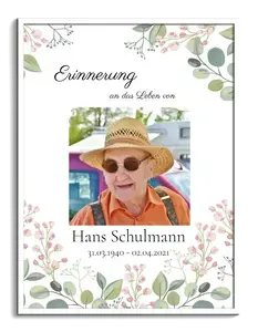 Trauerfoto (einzeln) mit Blumen – Posterdruck 30x40cm