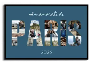 Crea il tuo collage foto nella scritta Parigi su tela: personalizza con anno