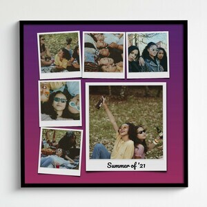 Crea la tua Collage Polaroid Retro: Personalizza ora con foto e sfondi vivaci!