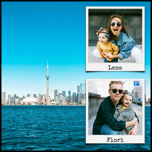 Fotocollage mit grossem Urlaubsbild als Hintergrund – 40x40cm