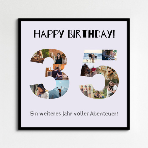 Gestalte deine persönliche Fotocollage Zahl 35 – Happy Birthday Geschenk!