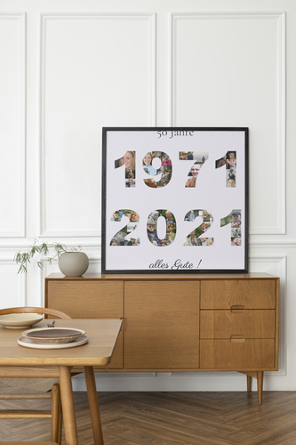 Jahreszahlen-Fotocollage – Gestalte 1975–2025 mit deinen Fotos, für Geburtstag & Jubiläum