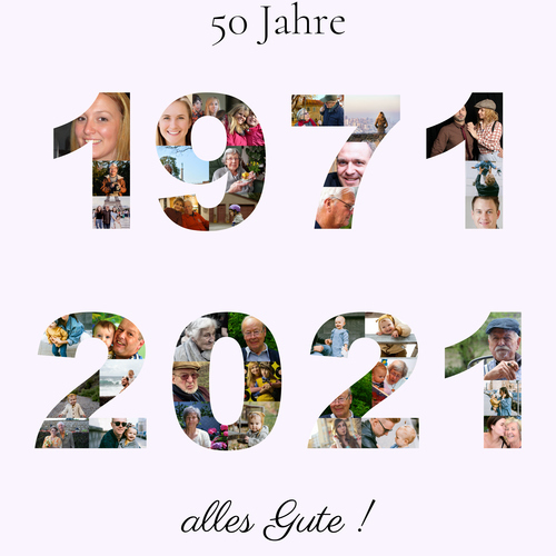 Jahreszahlen-Fotocollage – Gestalte 1975–2025 mit deinen Fotos, für Geburtstag & Jubiläum