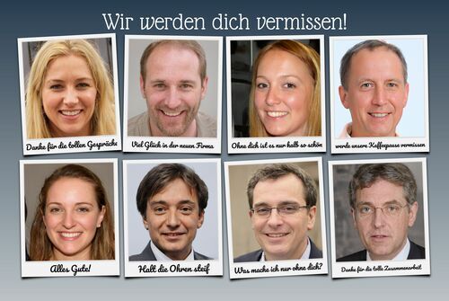 Fotocollage zum Abschied - mit Polaroids und persönlichem Gruss
