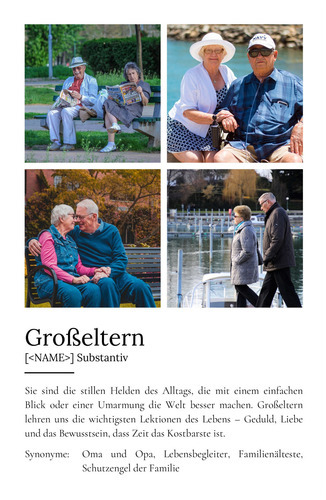 "Grosseltern" Definition - Geschenk als Poster, Leinwand erstellen. Eigene Fotos und Text.