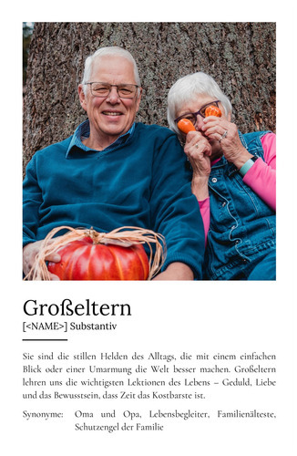 "Grosseltern" Definition - Geschenk als Poster, Leinwand erstellen. Eigene Fotos und Text.