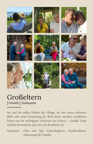 "Grosseltern" Definition - Geschenk als Poster, Leinwand erstellen. Eigene Fotos und Text.