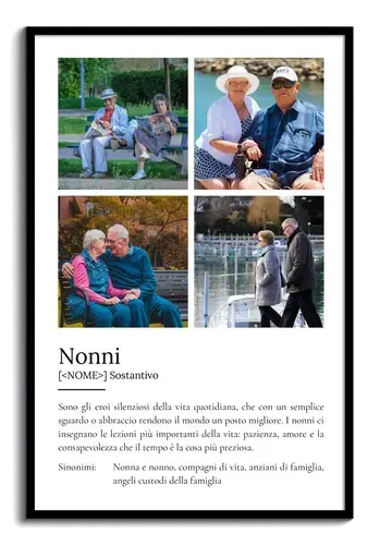 Crea il tuo poster "Nonni" personalizzato: regala amore con foto e testo unico!