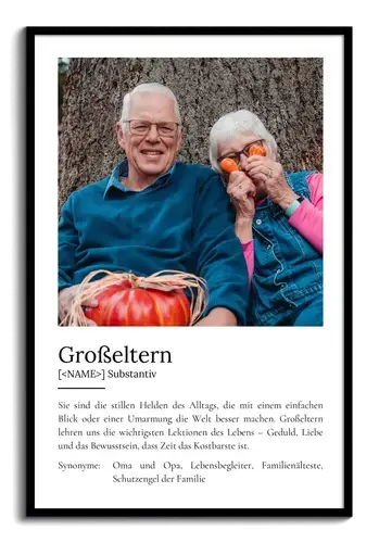 "Grosseltern" Definition - Geschenk als Poster, Leinwand erstellen. Eigene Fotos und Text.