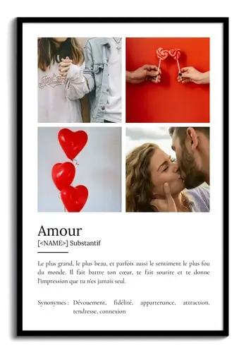 Poster Définition Amour personnalisé - Cadeau unique avec photo et texte ajustable Poster Définition Amour personnalisé - Cadeau unique avec photo et texte ajustable