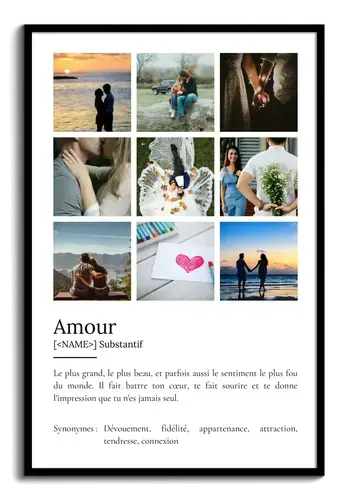 Poster Définition Amour personnalisé - Cadeau unique avec photo et texte ajustable Poster Définition Amour personnalisé - Cadeau unique avec photo et texte ajustable