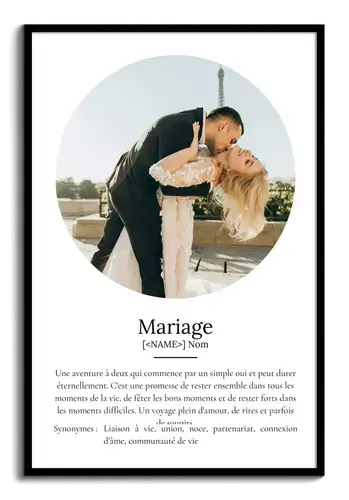 Poster Définition Mariage Personnalisé avec Photos et Texte - Cadeau Idée Unique