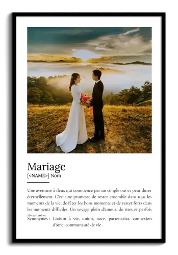 Poster Définition Mariage Personnalisé avec Photos et Texte - Cadeau Idée Unique