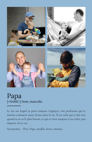 Poster Définition "Papa" Personnalisé - Cadeau avec Texte et Photos