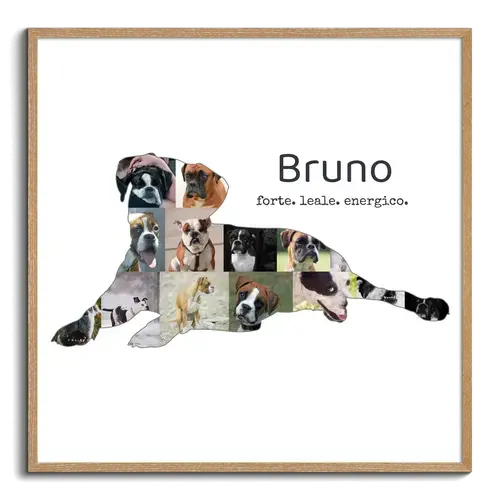 Crea il tuo collage silhouette Boxer con foto e testo personalizzati per il tuo amico fedele!