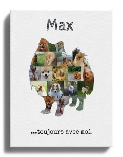 Créez une Silhouette Chien Spitz Personnalisée avec Vos Photos et Texte