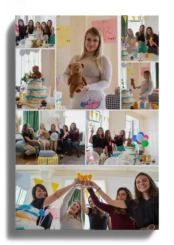 Modèle baby shower en collage photo