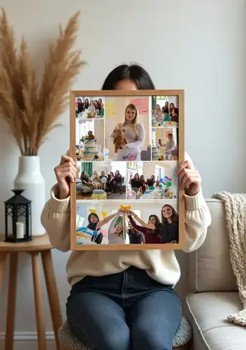 Modèle baby shower en collage photo
