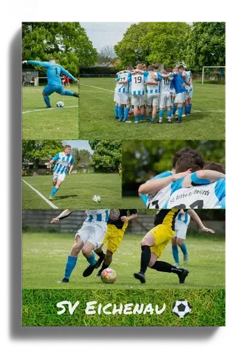 Fussball-Fotocollage Raster mit Text