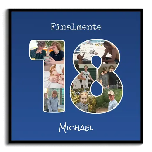 Collage 18° compleanno con numero e testo