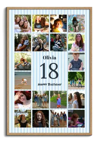 Collage 18° compleanno con numero e testo