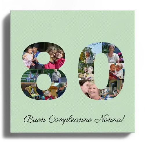 Collage con foto per compleanno importante numero 80 con testo personalizzato