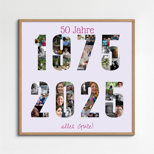 Jahreszahlen-Fotocollage – Gestalte 1975–2025 mit deinen Fotos, für Geburtstag & Jubiläum