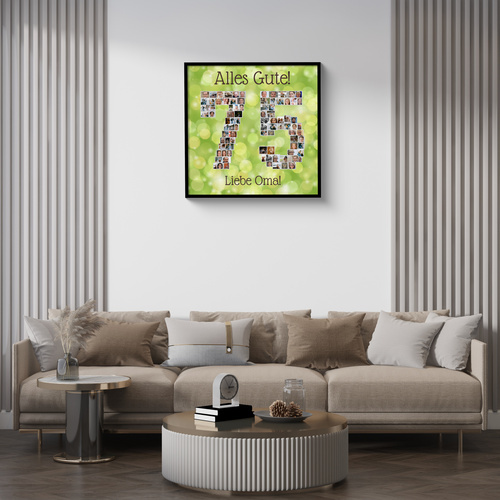 Personalisierte Fotocollage Zahl „75“ Geburtstagsgeschenk