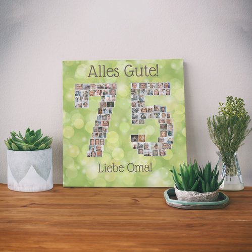 Personalisierte Fotocollage Zahl „75“ Geburtstagsgeschenk