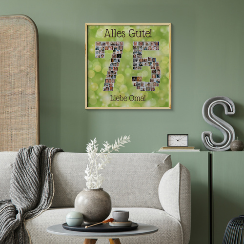 Personalisierte Fotocollage Zahl „75“ Geburtstagsgeschenk